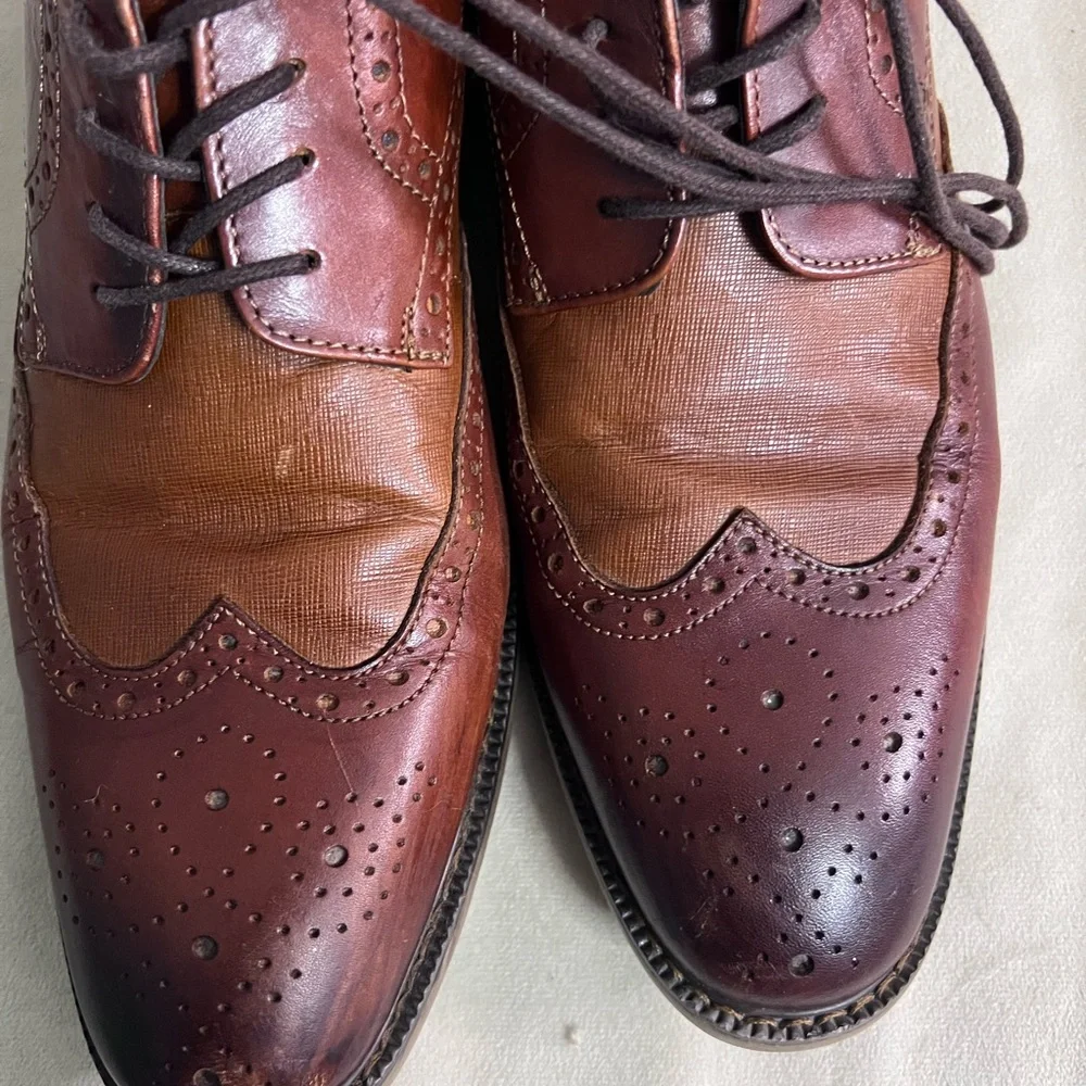 🤎✨ La Milano Gary II Cognac Leather Wingtip Oxfords Size 10.5 ✨🤎